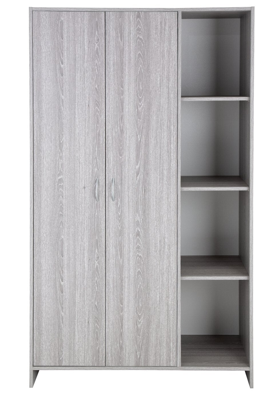 Home Seville 2 Dr Open Shelf Wardrobe -Grey Oak Effect