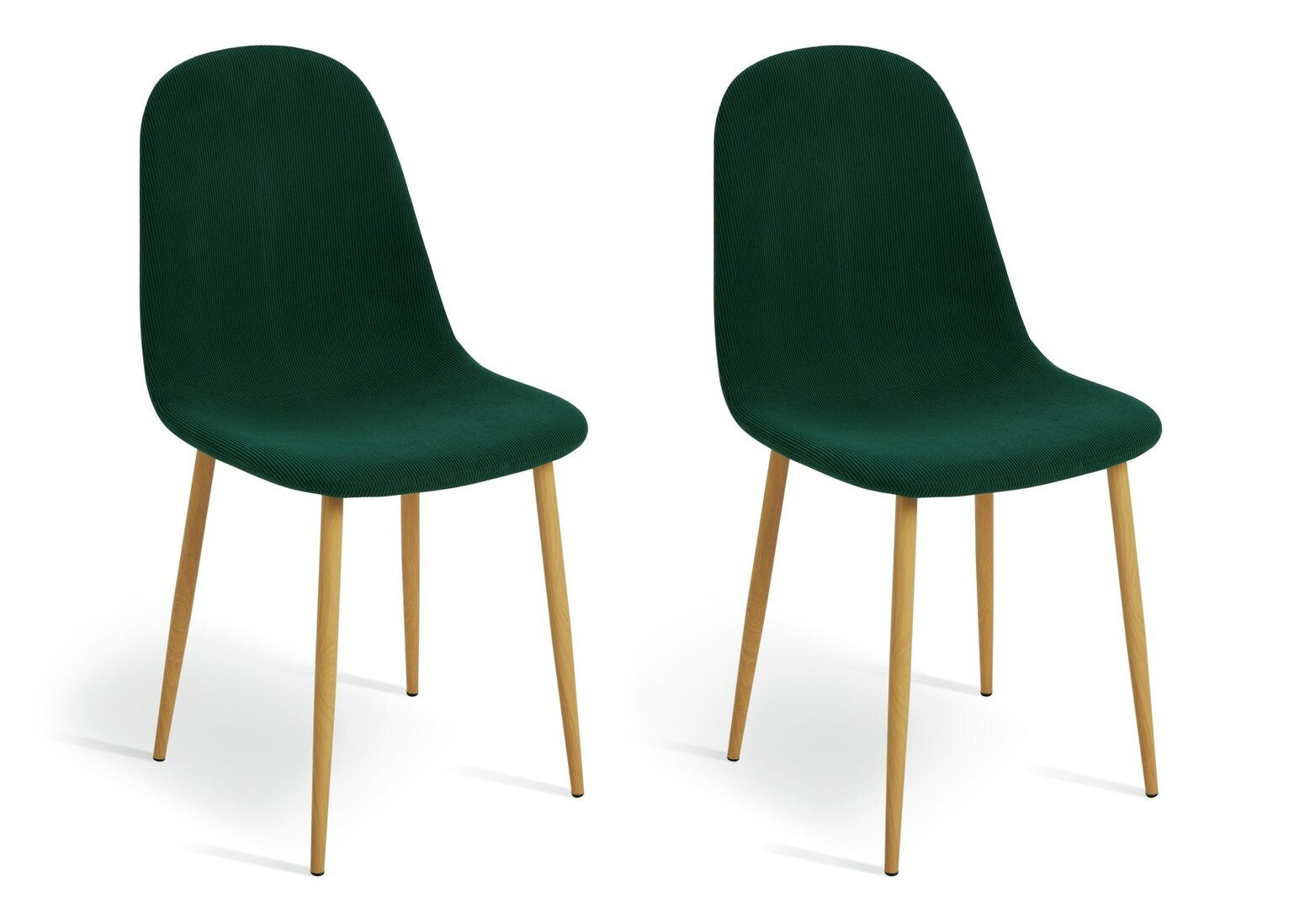 Beni Pair of Corduroy Dining Chairs - Green