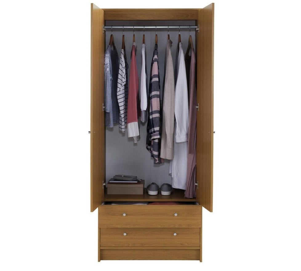 Malibu 2 Door 2 Drawer Wardrobe - Oak Effect