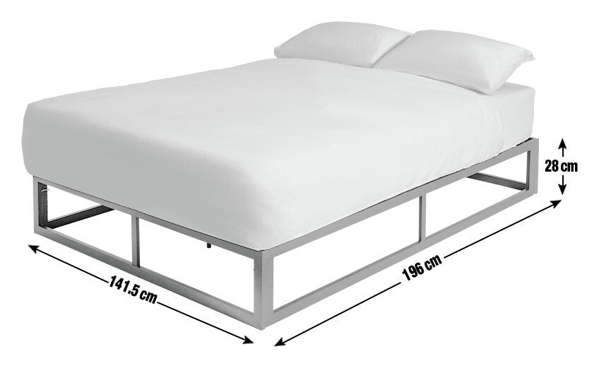 Platform Double Metal Bed Frame - White