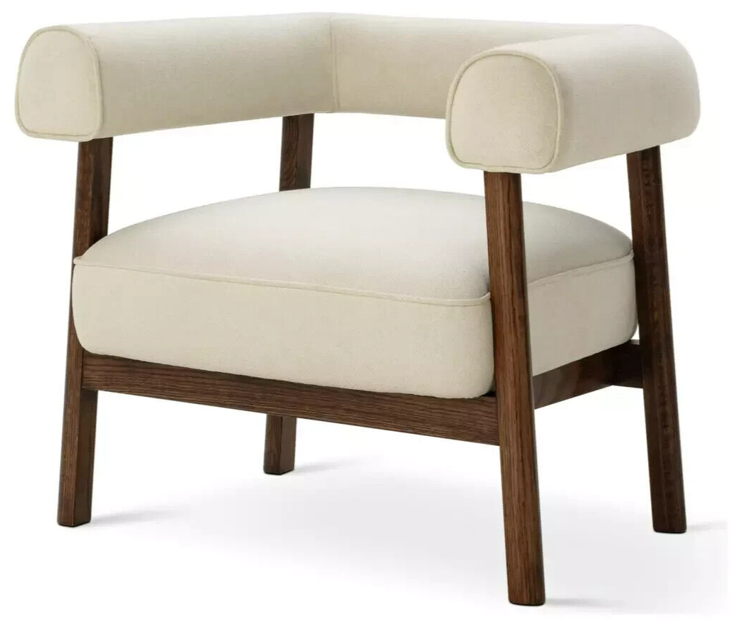 Habitat Elio Fabric Curved Armchair - Natural