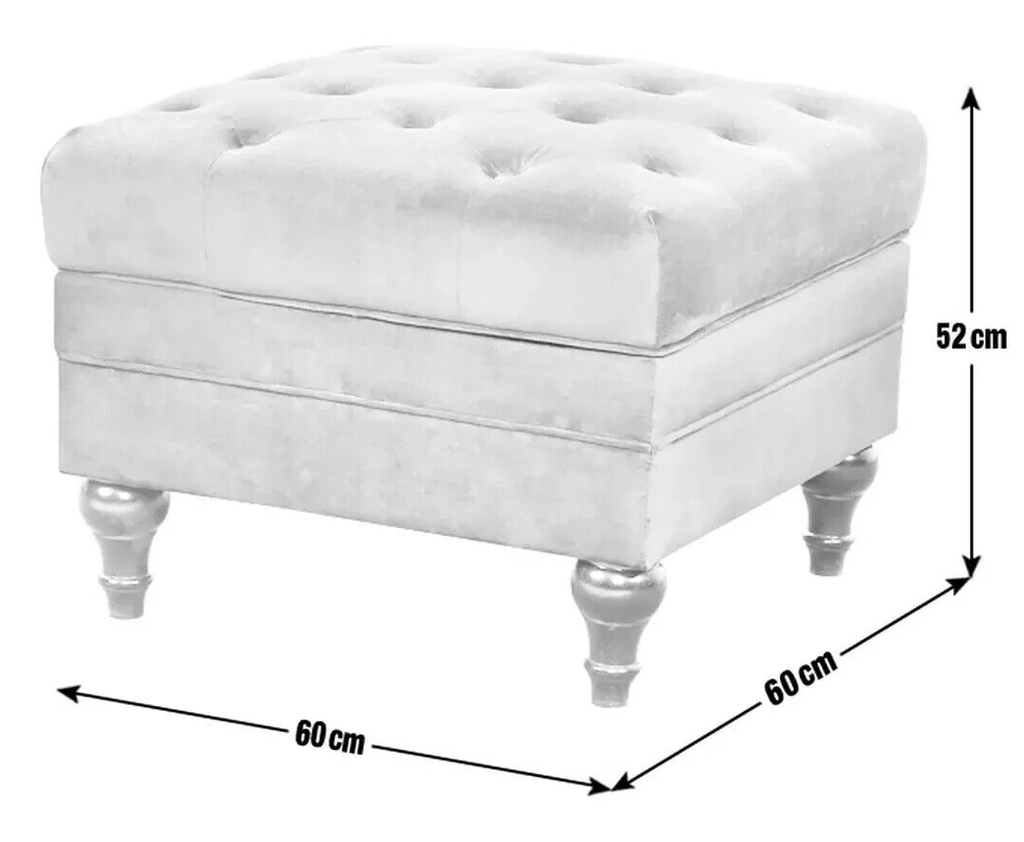 Habitat Chesterfield Velvet Storage Footstool - Light Grey