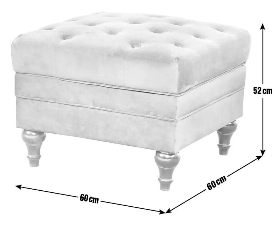Habitat Chesterfield Velvet Storage Footstool - Light Grey