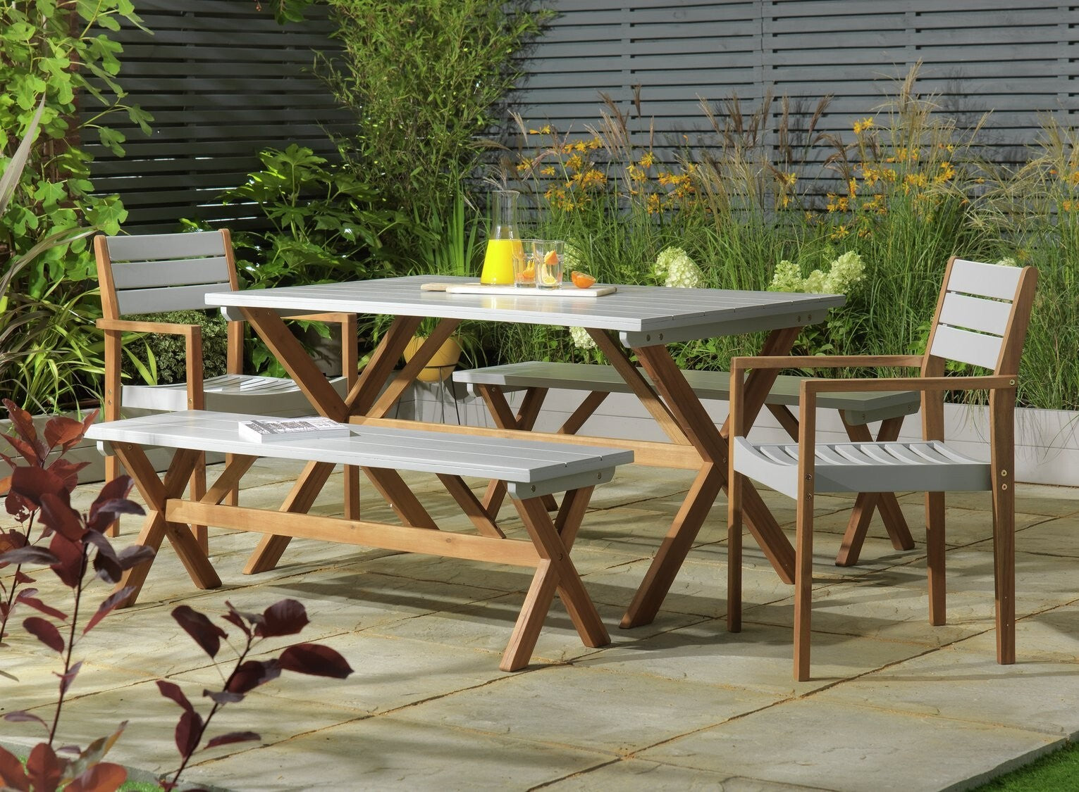 Richmond 6 Seater Wooden Patio Set - Grey ( B Grade 29488 - 29489 - 29491 )