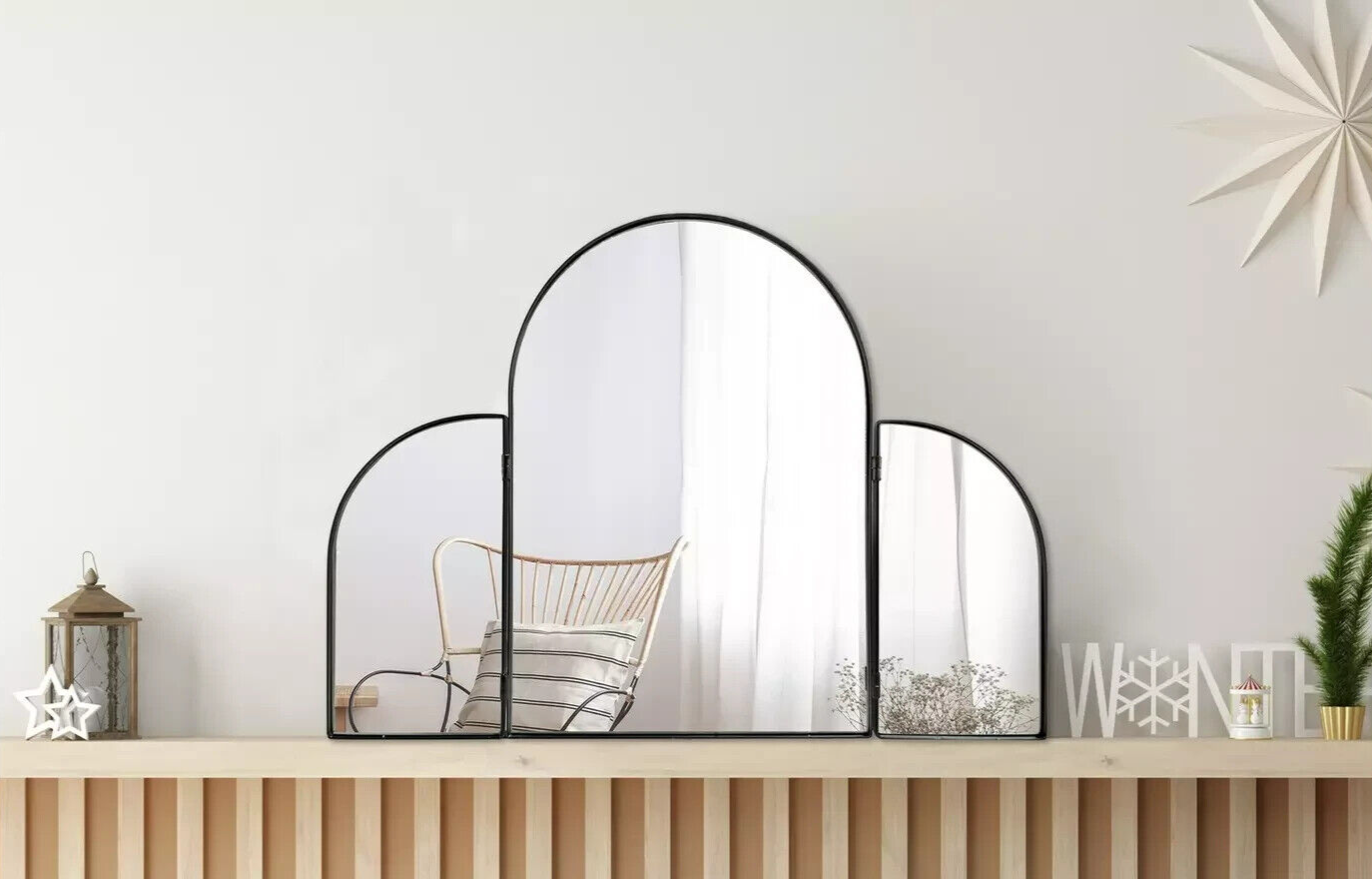 Habitat Black Folding Arch Dressing Mirror 70x50cm | Vanity Makeup Organizer