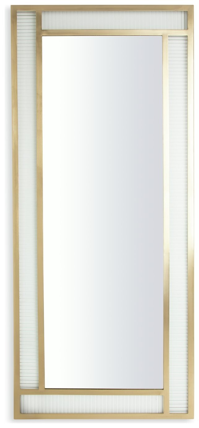 Habitat Glass & Brass Ribbed Wall Mirror - 140x60cm