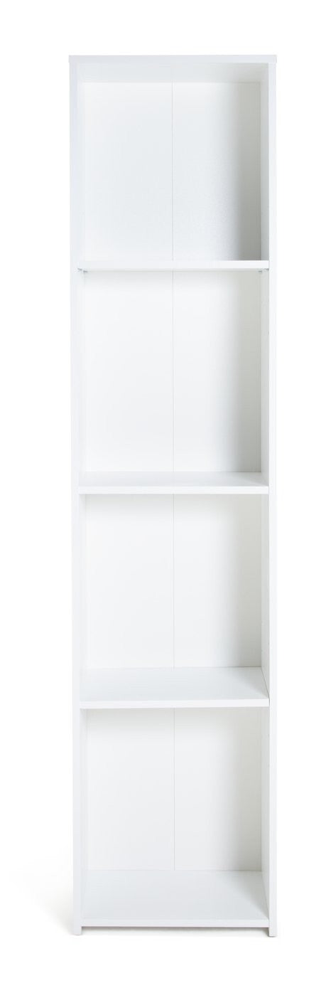 Home Malibu Narrow Bookcase - White | Bookshelf Storage Cabinet for Living Room