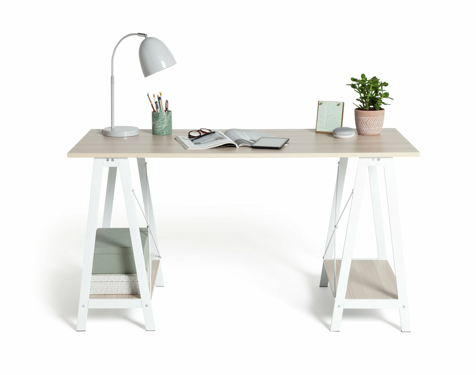 Habitat Trestle Table Office Desk - White ( B Grade )
