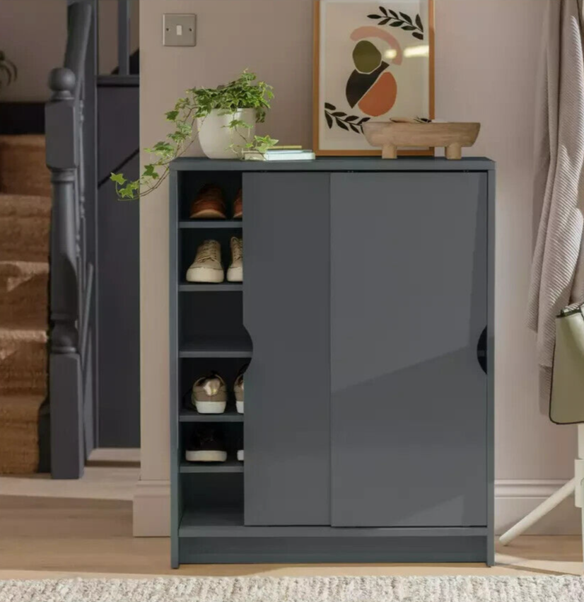 Chloe 2 Door Shoe Storage Cabinet - Grey ( B Grade )