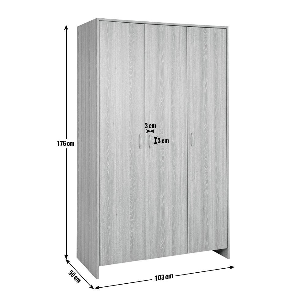 Home Seville 3 Door Wardrobe - Anthracite | Triple wardrobe