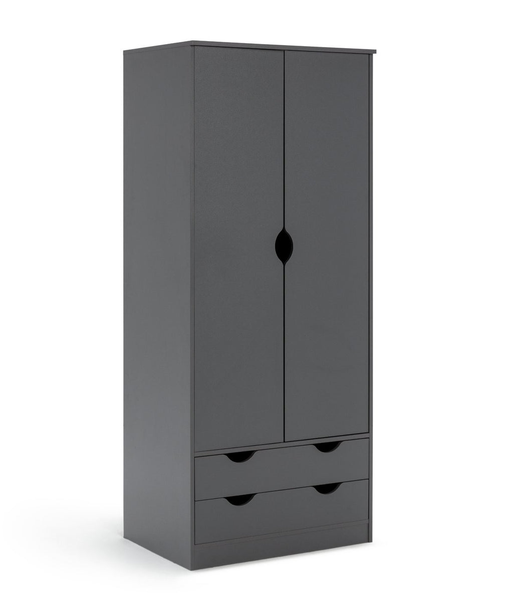 Pagnell 2 Door 2 Drawer Wardrobe - Grey | compact wardrobe