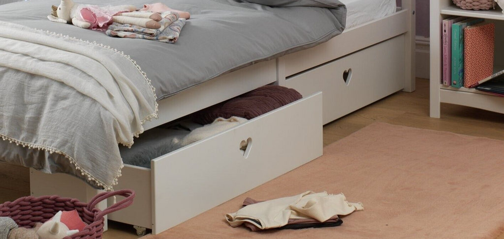 Home Mia Solid Wood 2 Drawers - White | White Bedside Cabinet Girls Bedroom