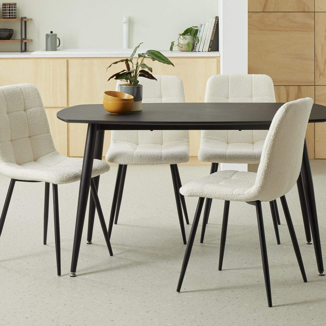 Home Cobin 4 Seater Dining Table - Black | Modern dining table