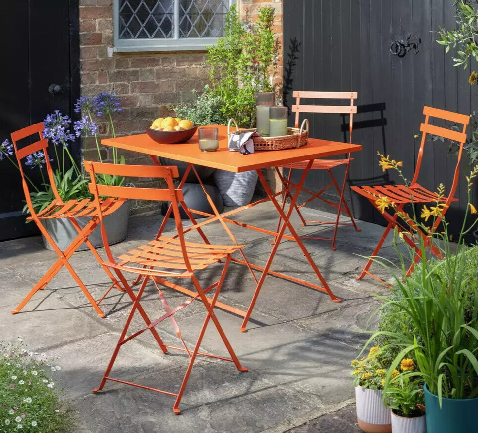 Habitat Eve 4 Seater Furniture Set - Folding Table and Chairs Patio Set - Orange