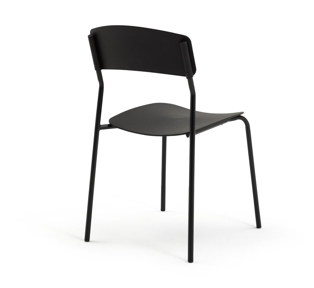 Stella Wood Effect Dining Table & 4 Black Chairs