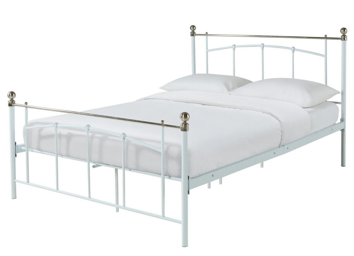 Yani Small Double Metal Bed Frame - White | Classic  Underbed Storge