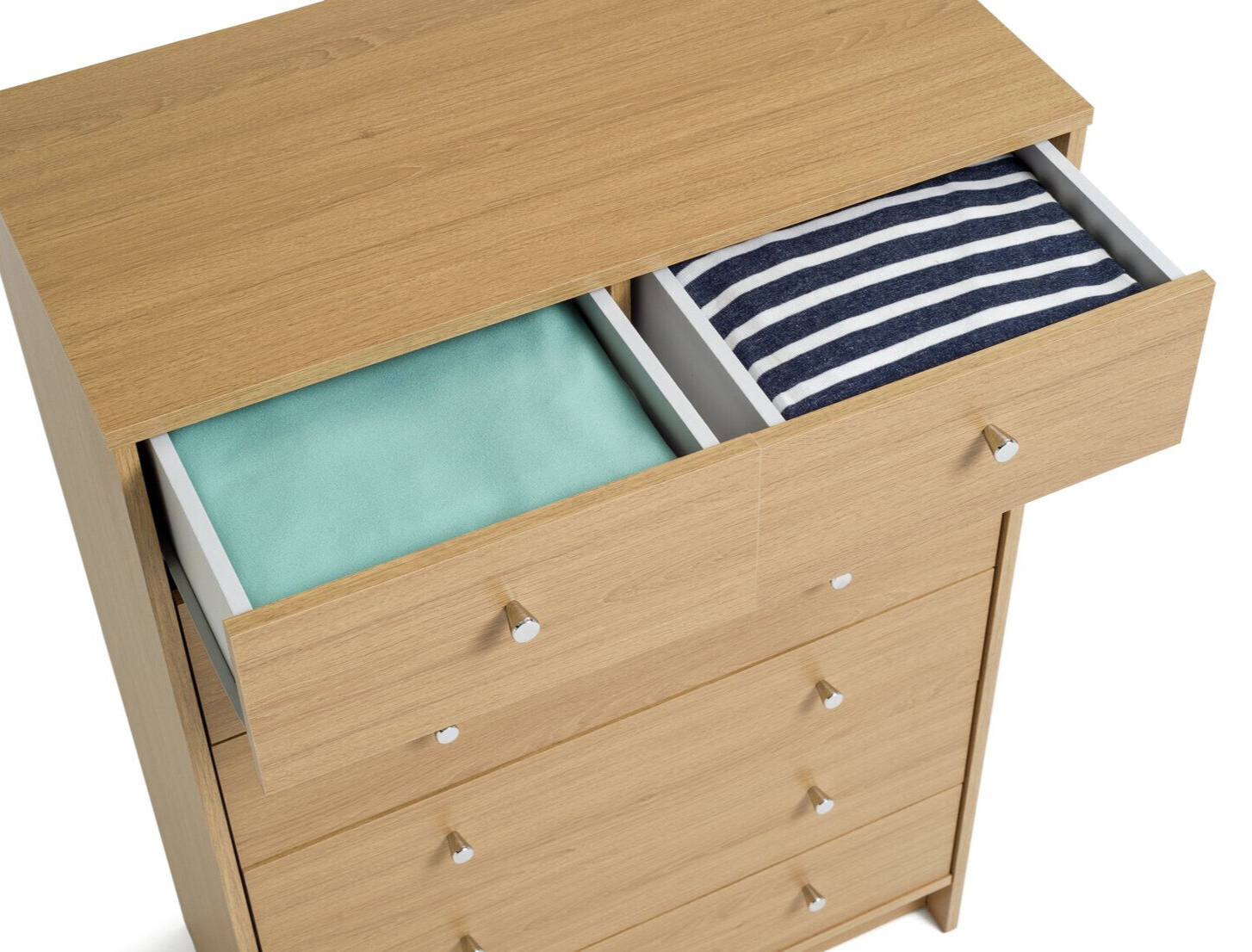Malibu Modern 7 Drawer Chest Of Drawers Storage Cabinet For Bedroom - Oak Effect