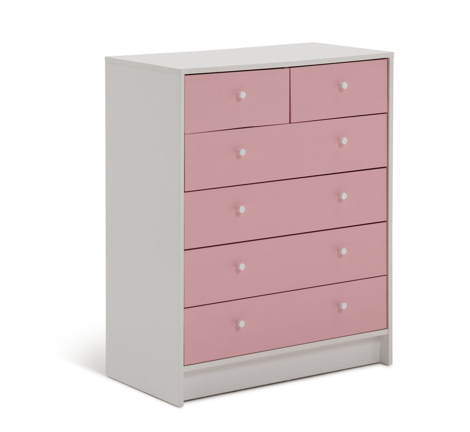 Home Kids Malibu 4+2 Chest of Drawers - Pink & White | bedroom storage for kids