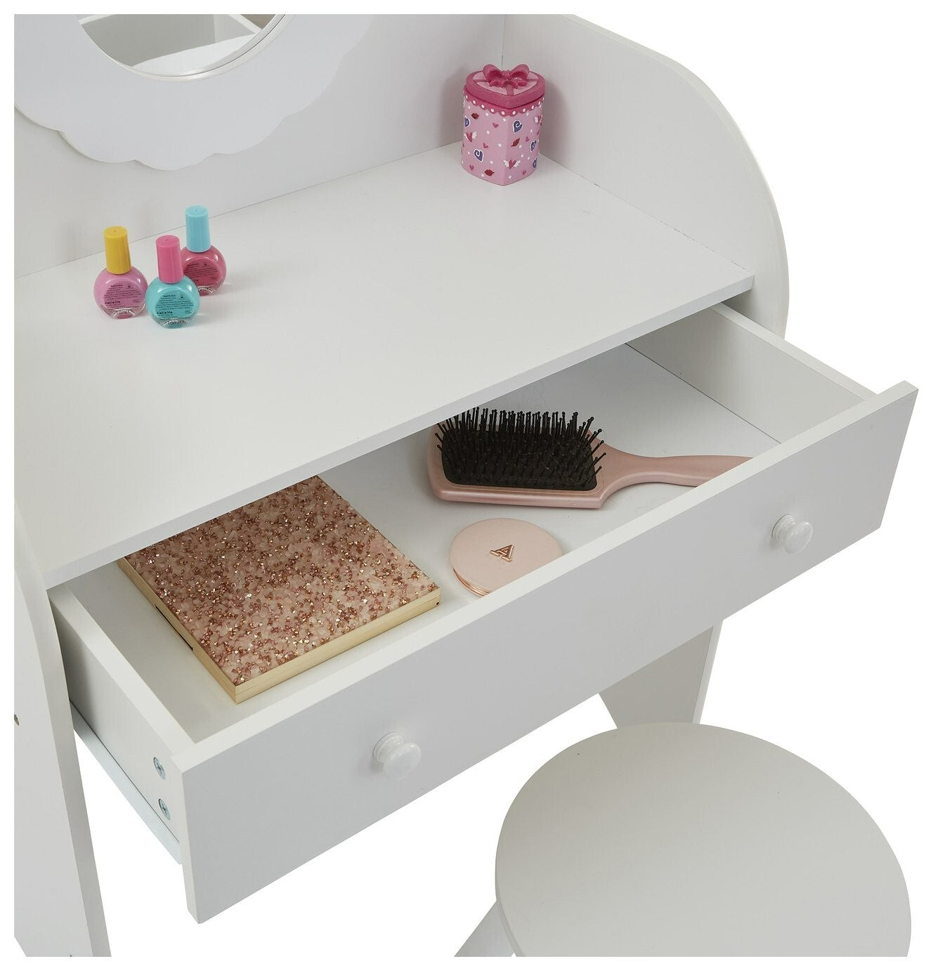 Liberty House Kids mirror Dressing Table And Stool - White