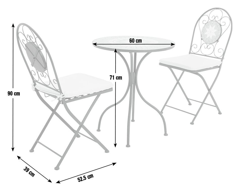 Genoa 2 Seater Metal Garden Bistro set - Black ( B Grade )