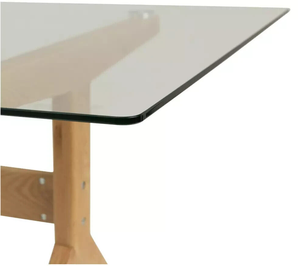 Habitat Zela Glass 6 Seater Dining Table - Natural