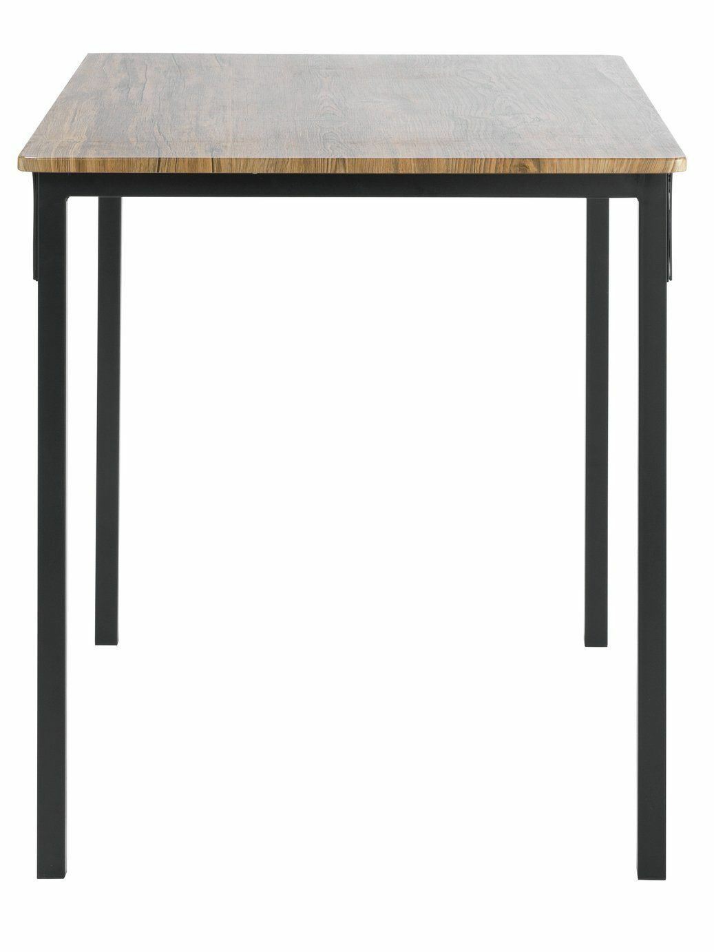 Home Bolitzo Oak Dining Table and 2 Black Benches | Industrial Style Dining Set
