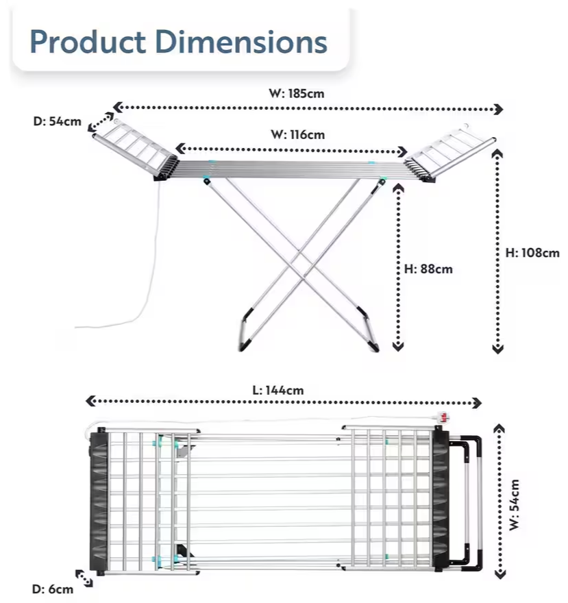 Minky Sure Dri XL Heated Clothes Horse Airer WITH COVER - Electric Clotheshorse