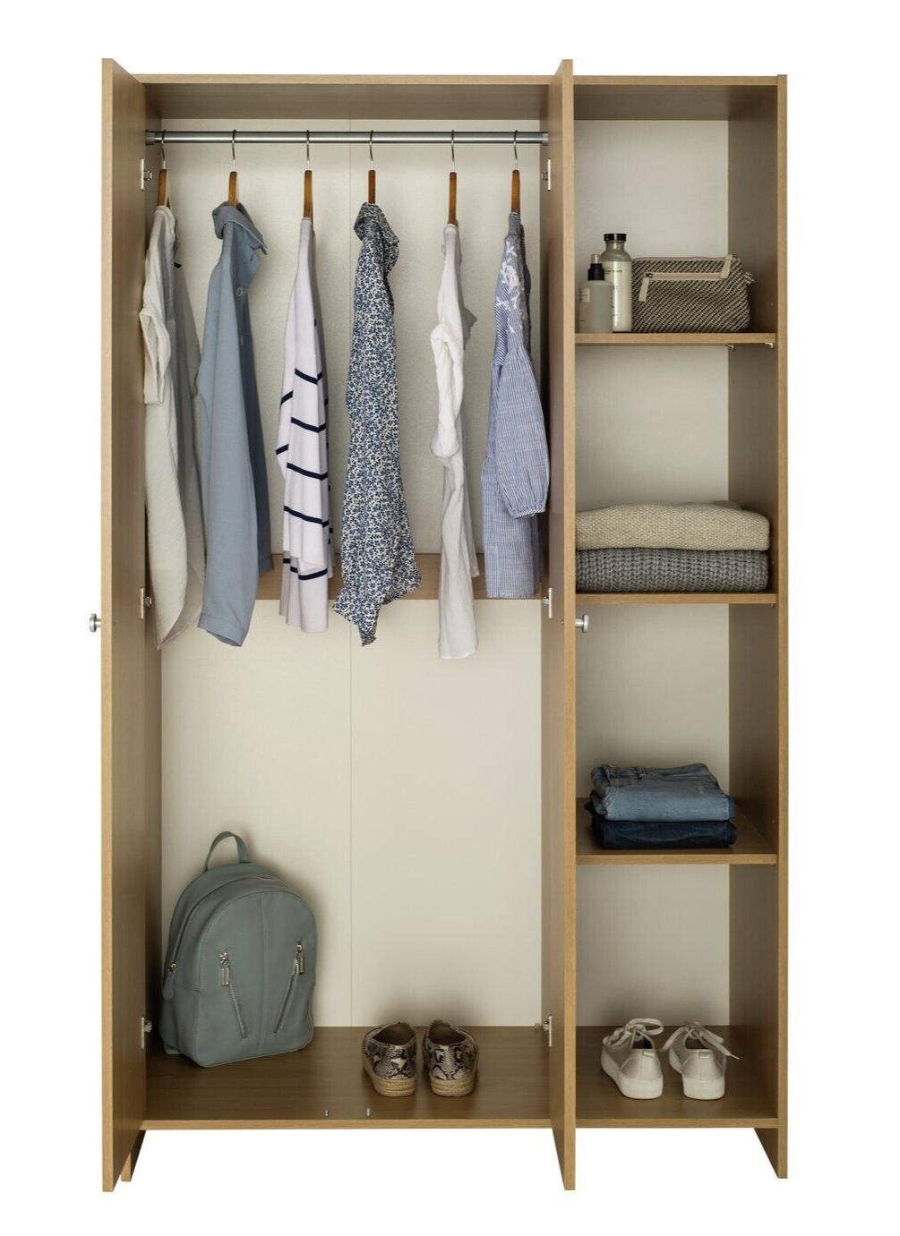 Seville 2 Door Open Shelf Wardrobe - Oak Effect ( B Grade 32586 )