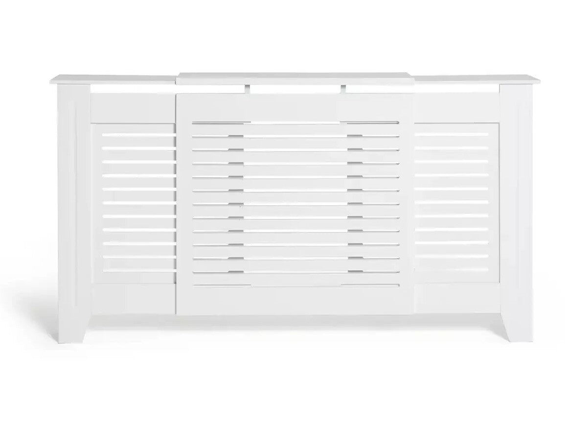 Austin Extendable Radiator Cover White | Adjustable Slatted MDF Cabinet Modern