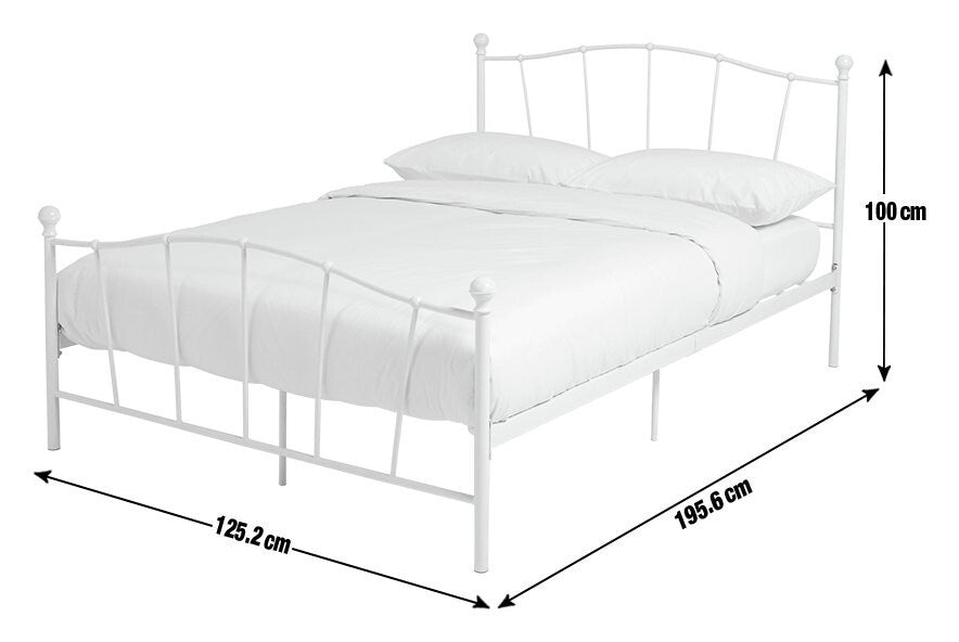 Fleur Small Double Metal Bed Frame - White | Bedroom Furniture for Teen or Guest