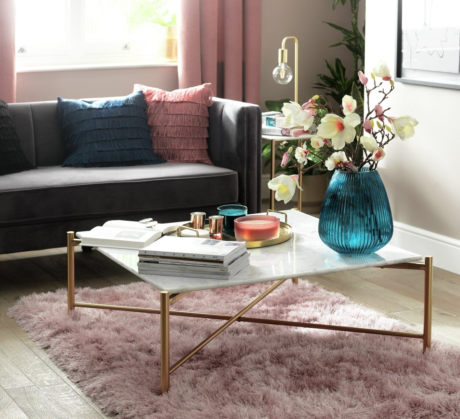 Habitat Elba Solid Marble Coffee Table - Brass