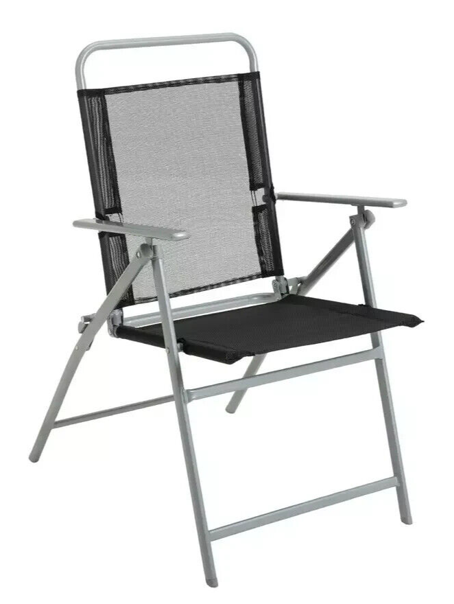 Home Pacific 6 Seater Folding Metal Patio Set - Black | Furniture With Parasol