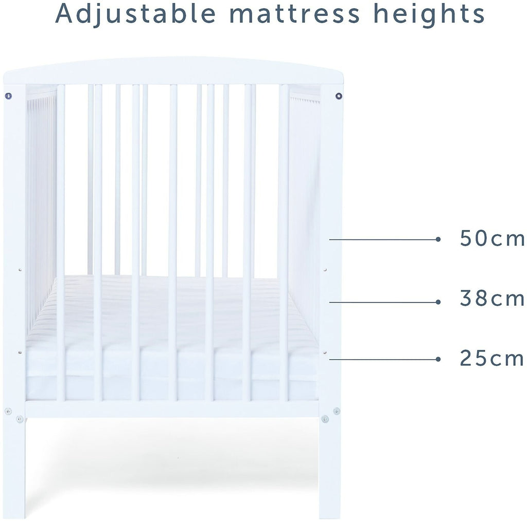 Baby Elegance Starlight Baby Cot with Mattress - White