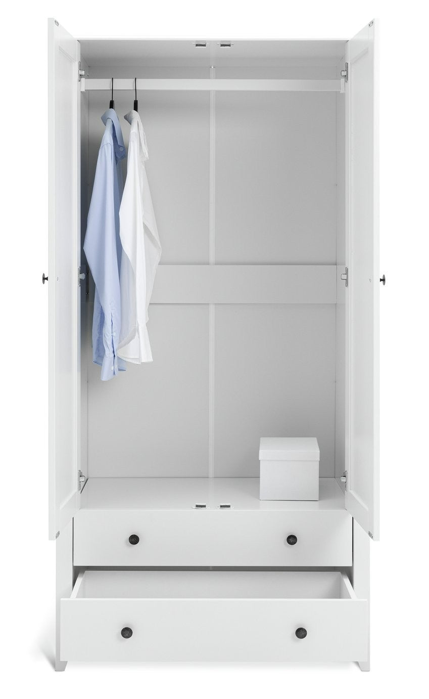 Minato 2 Door 2 Drawer Wardrobe - White ( B Grade )