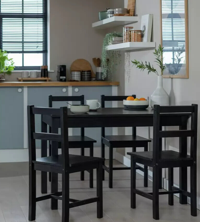 Raye Solid Wood  4 Seater Dining Table - Black ( ID 30753 )
