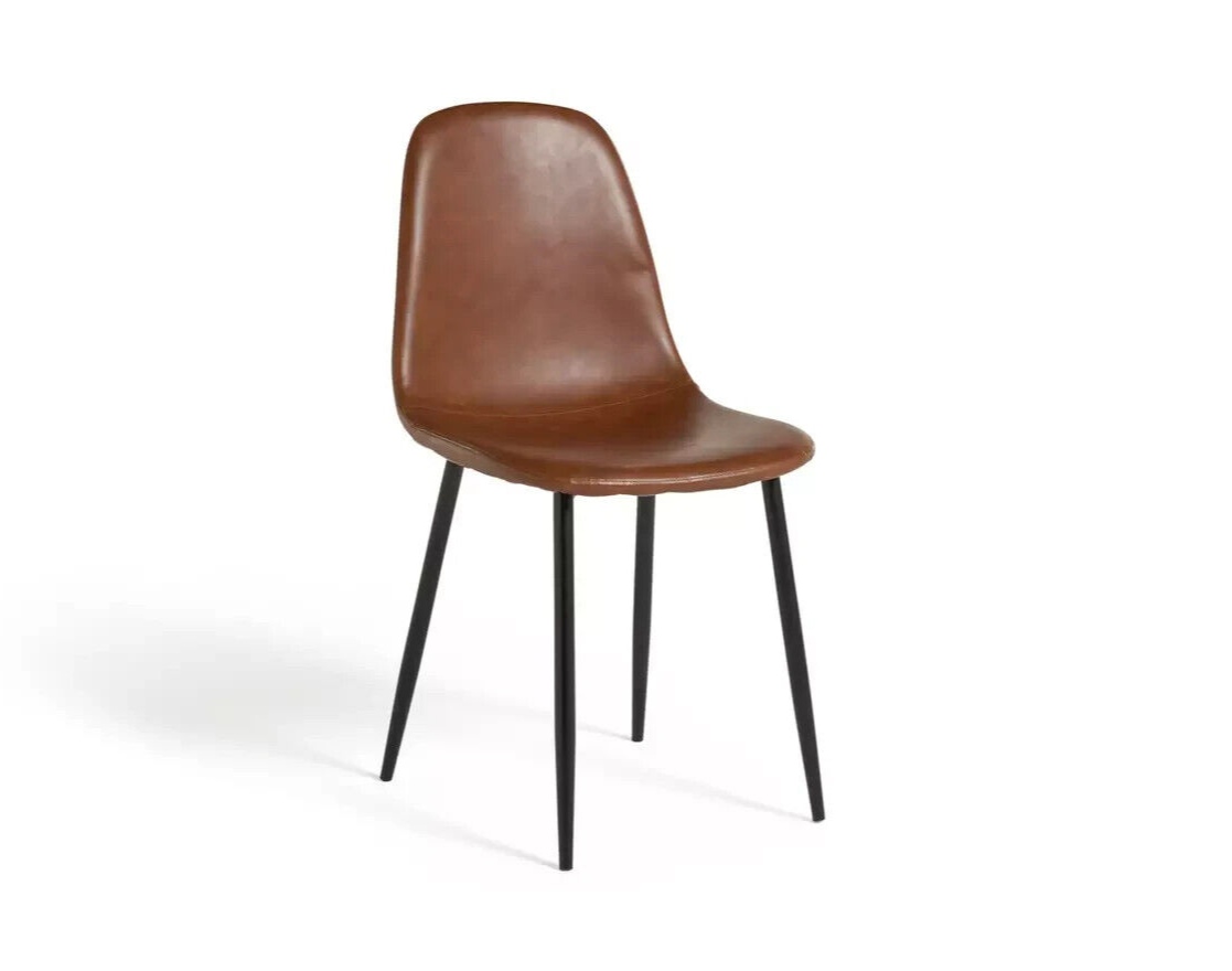 Habitat Beni Pair of Faux Leather Dining Chairs - Tan