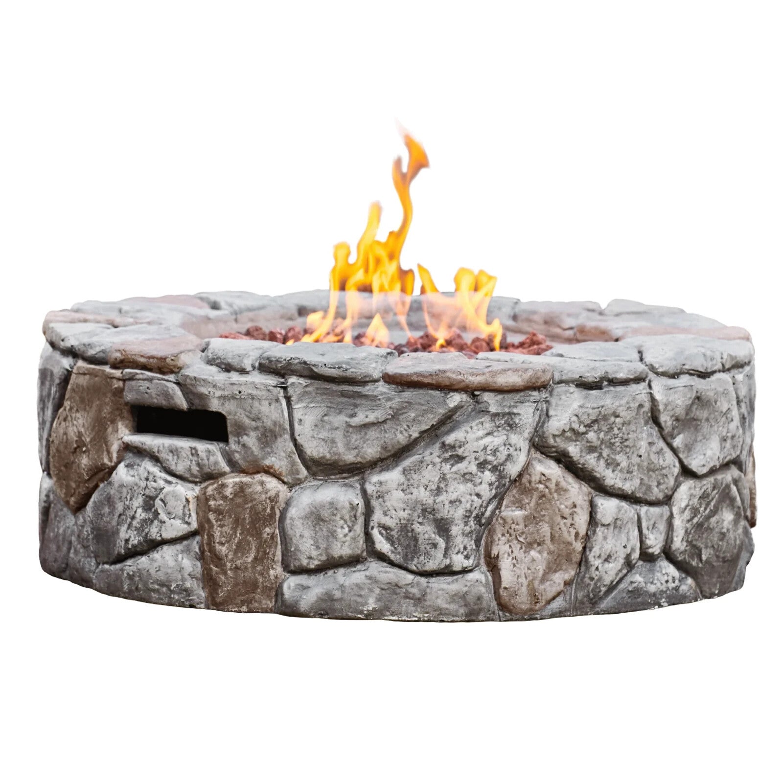 Peaktop - Round Stone Finish 9 Inch Propane Gas Fire Pit