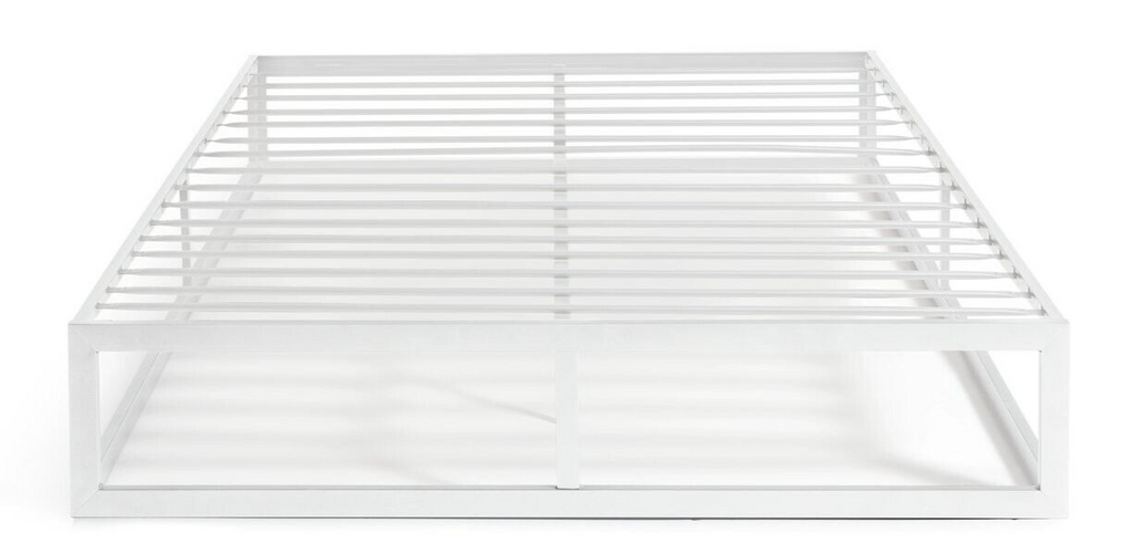 Platform Double Metal Bed Frame - White