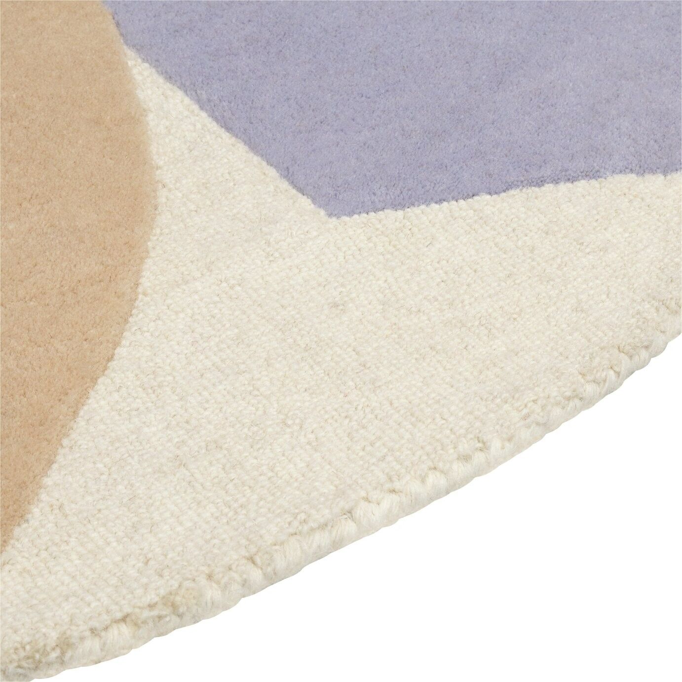 Carved Geometric Round Wool Cut Pile Rug - 120cm