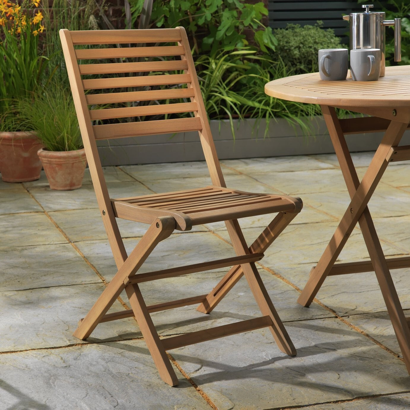 Home Newbury 6 Seater Folding Wooden Patio Set | Outdoor Garden Furniture