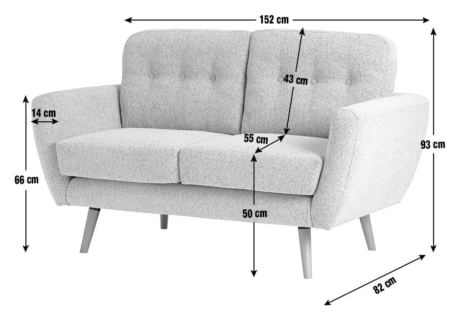 Finney Fabric 2 Seater Sofa in a Box - Grey