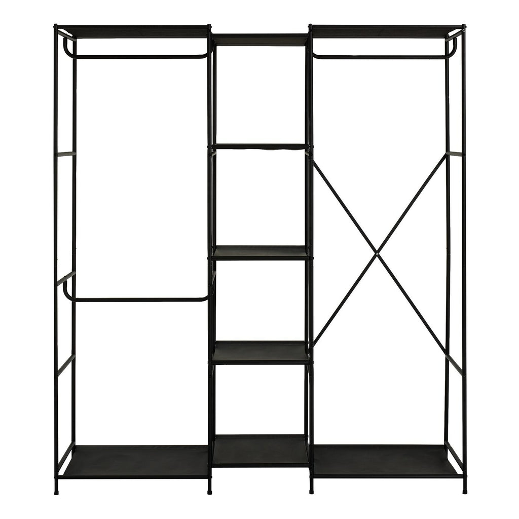 Spencer 3 Rail 6 Shelf Wardrobe - Black
