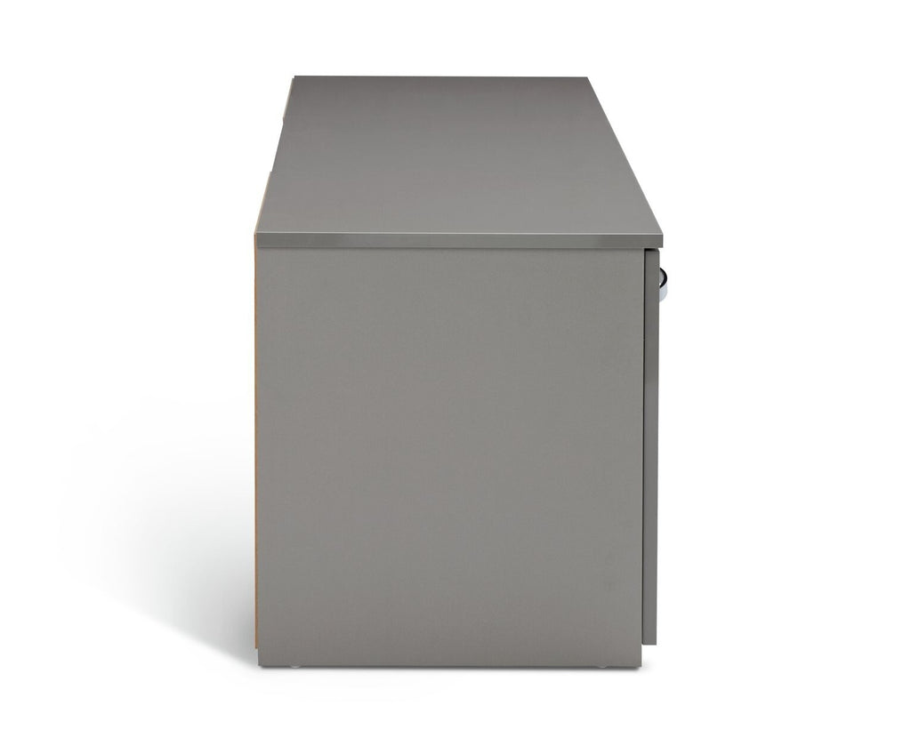 Home Hayward 2 Door TV Unit Gloss Grey | Modern Media Stand with Storage Shelves