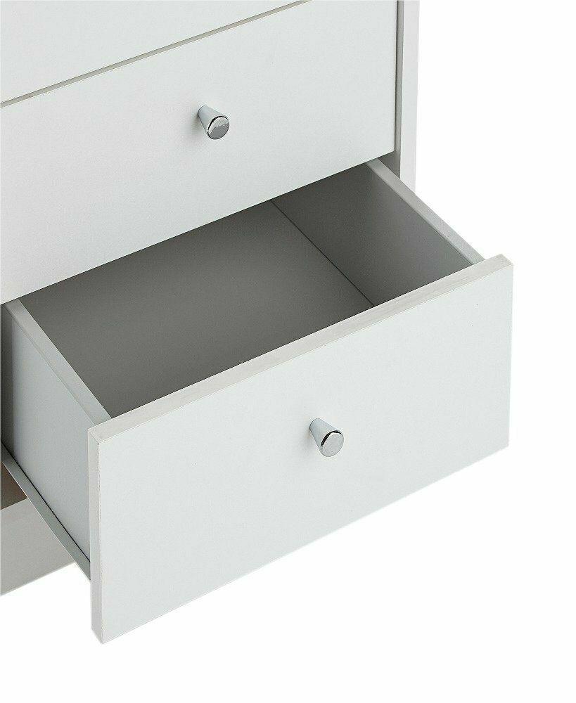 Malibu 3 Drawer Bedside Table - White | Nightstand Storage for Bedroom