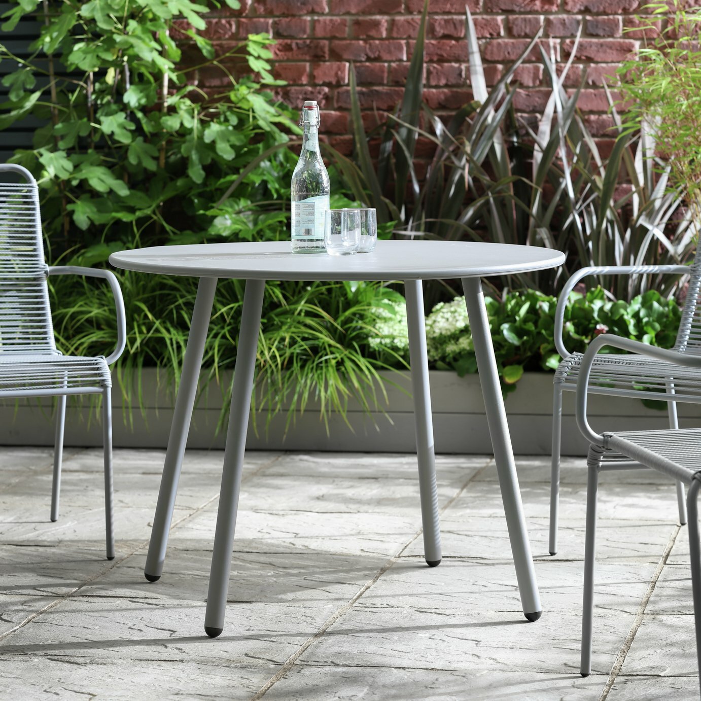 Home Ipanema 4 Seater Metal Garden Table - Grey | Grey Outdoor Dining for Patio