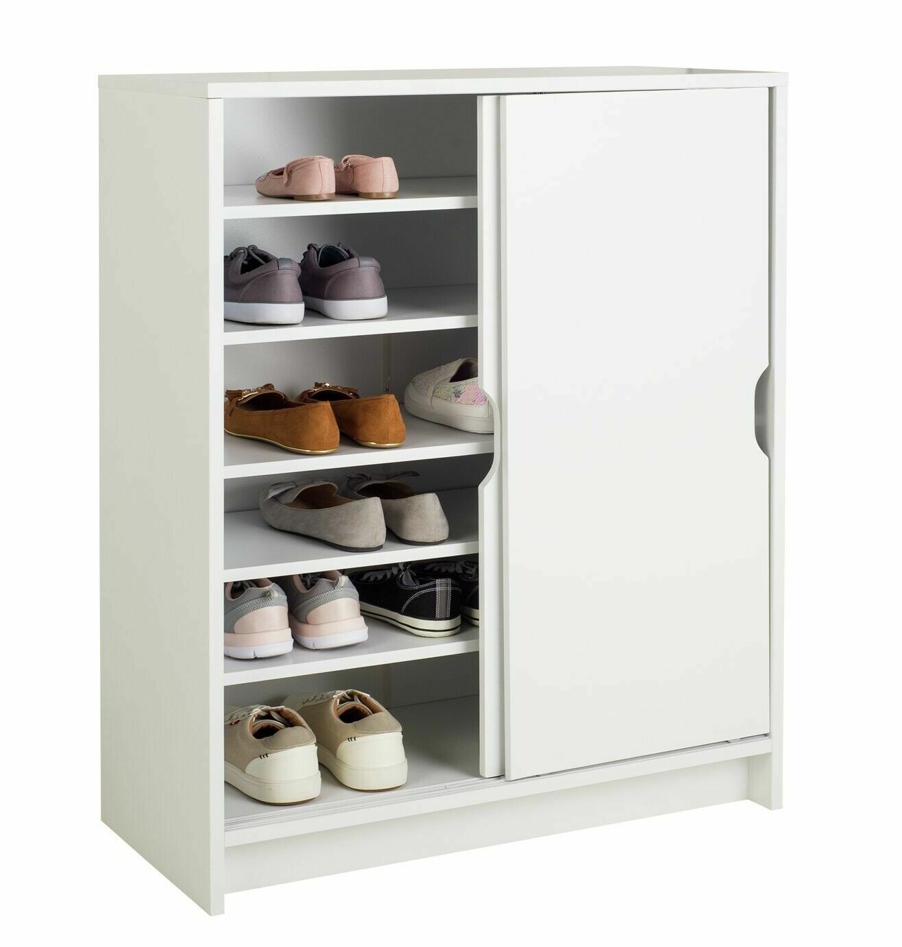 Chloe 2 Door Shoe Storage Cabinet - White | Hallway Storage Unit for Footwear