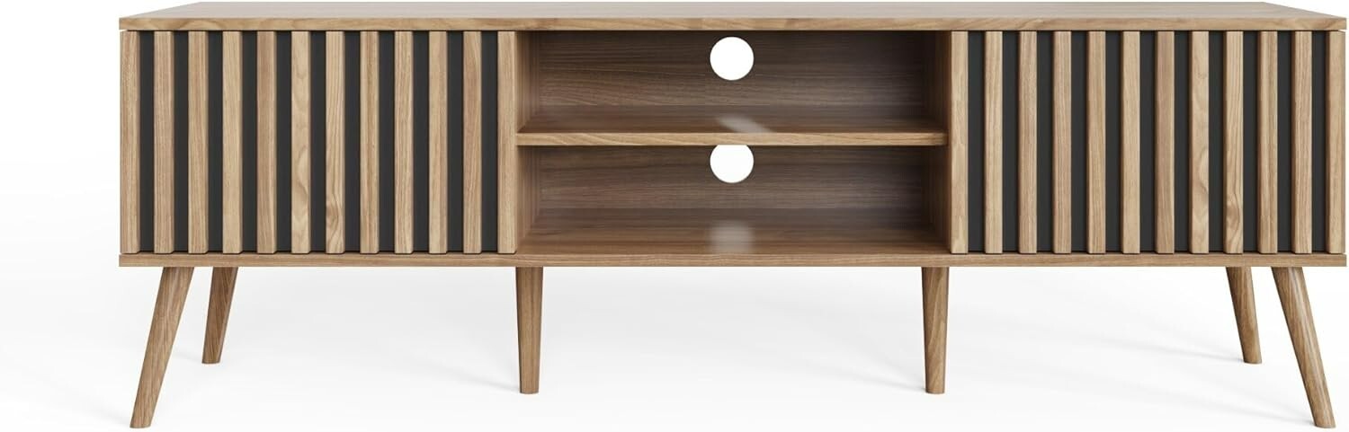 GFW Louvered 2 Door TV Unit - Oak