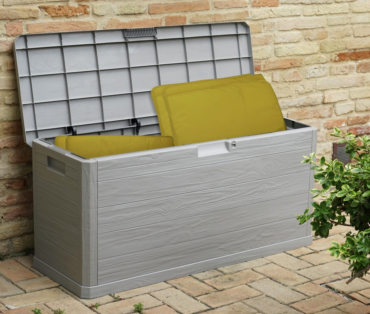 Toomax 280L Wood Effect Garden Storage Box - Grey