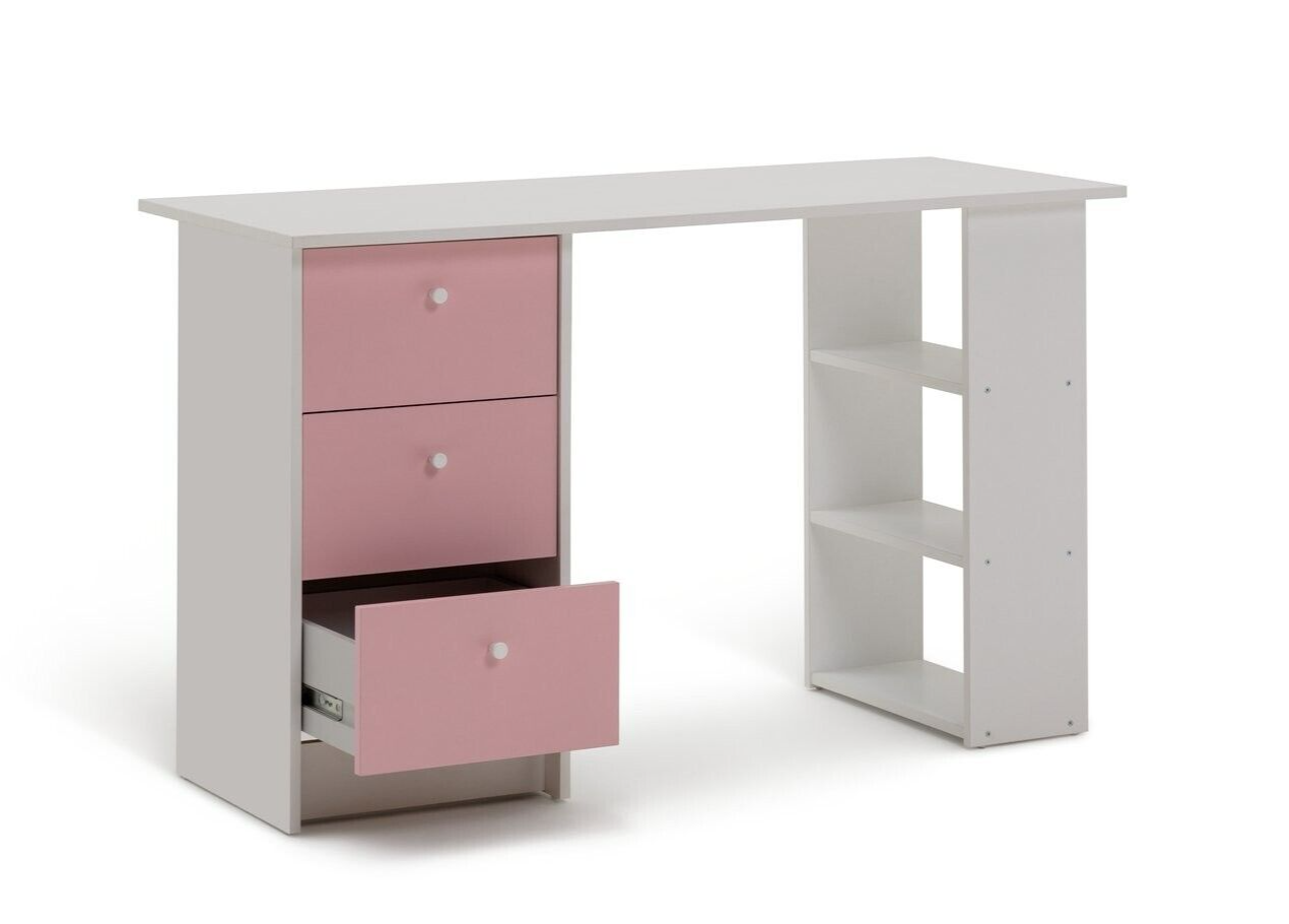 Kids Malibu 3 Drawers Desk - Pink & White