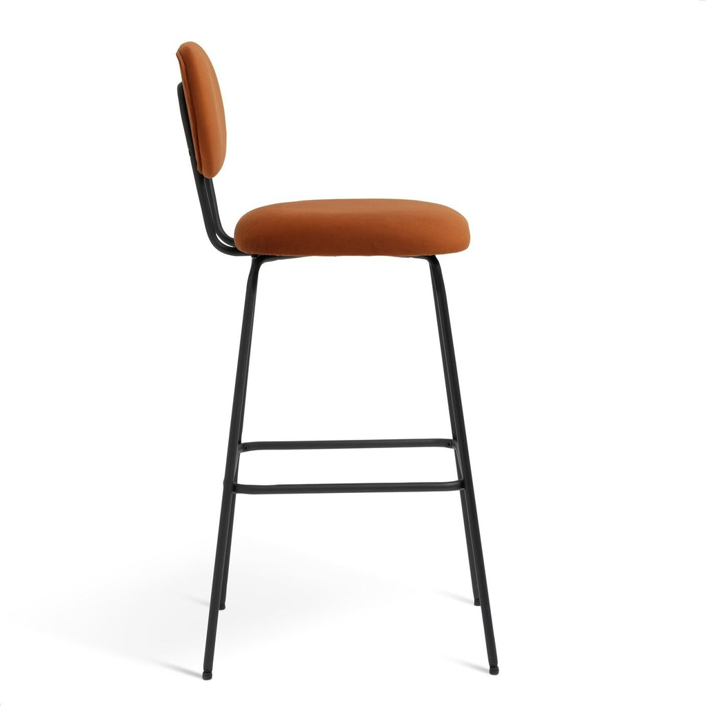 Ariana Pair of Fabric Counter Bar Stool - Copper